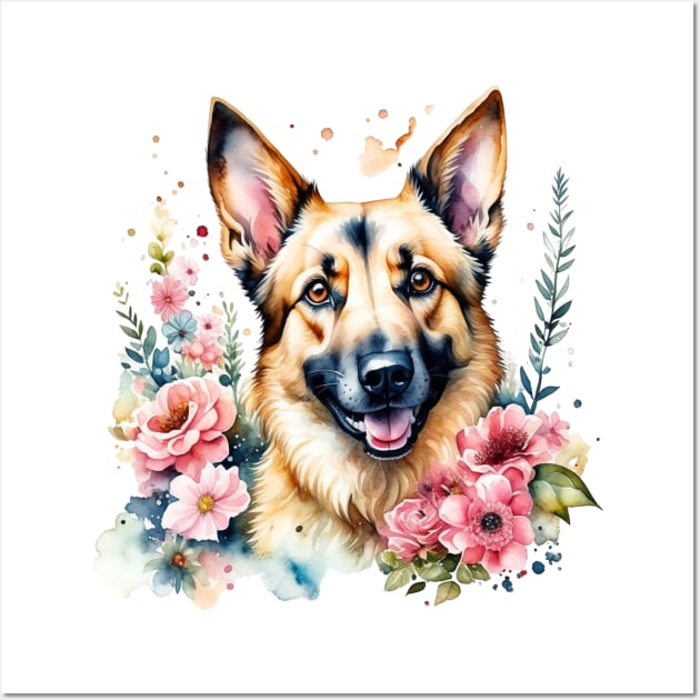 German Shepherd - Cute Watercolor Dog Wall Art by Bellinna